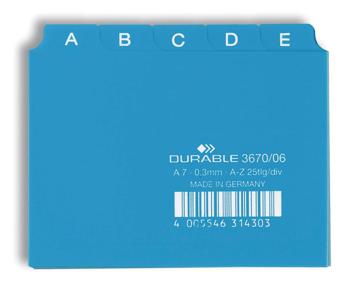 Durable 5 Part Alphabetical A-Z Reinforced Index Dividers | A7 Landscape | Blue