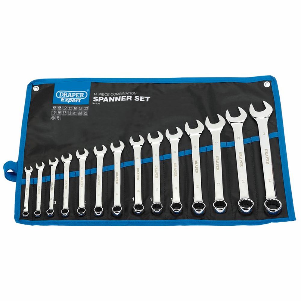 Draper 14PC.COMB SPANNER SET 8-24MM 34236 Draper HI-TORQÂ® Metric Combination Spanner Set (14 Piece)
