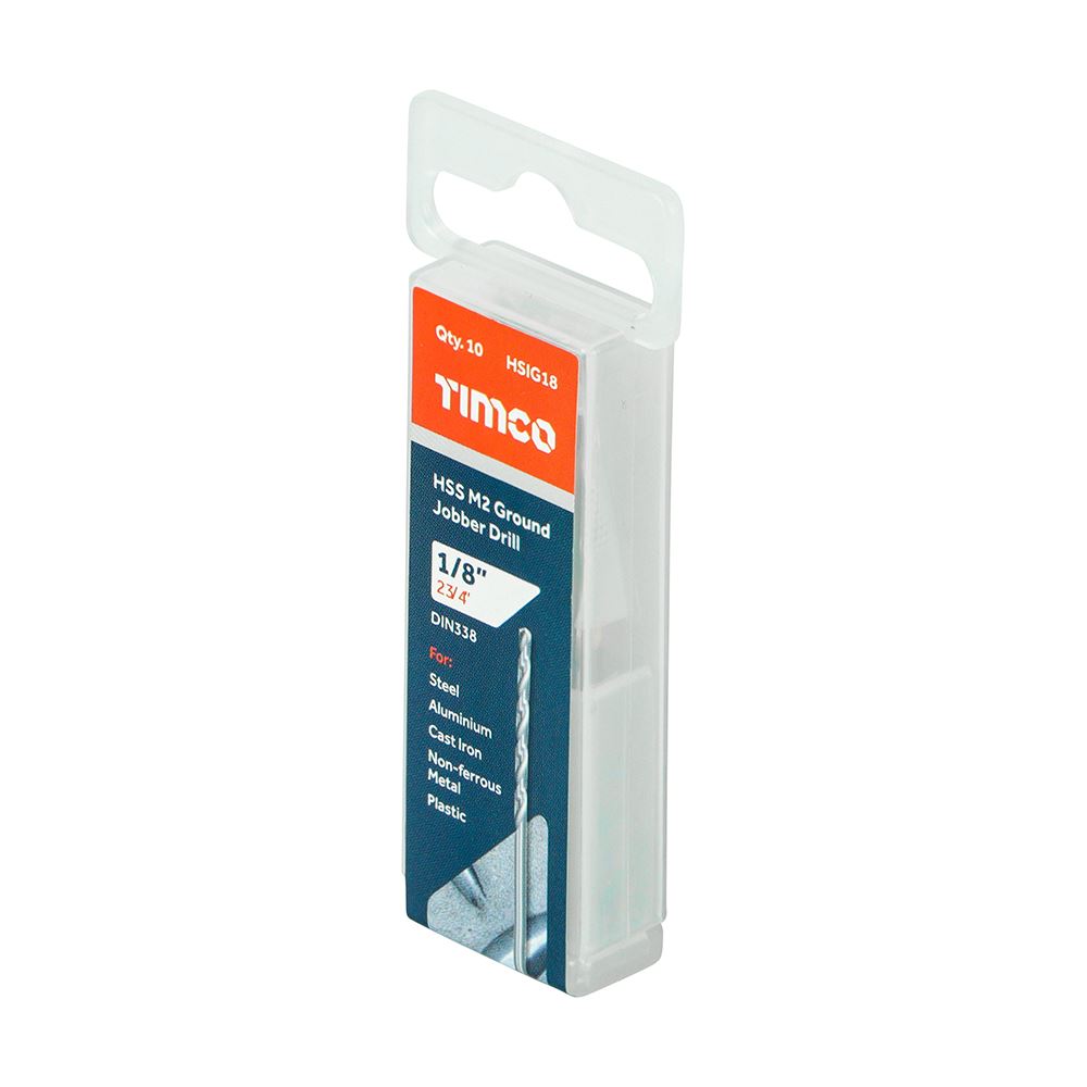 TIMCO HSS-G Jobber Drill Bit M2 1/8" Pack 10