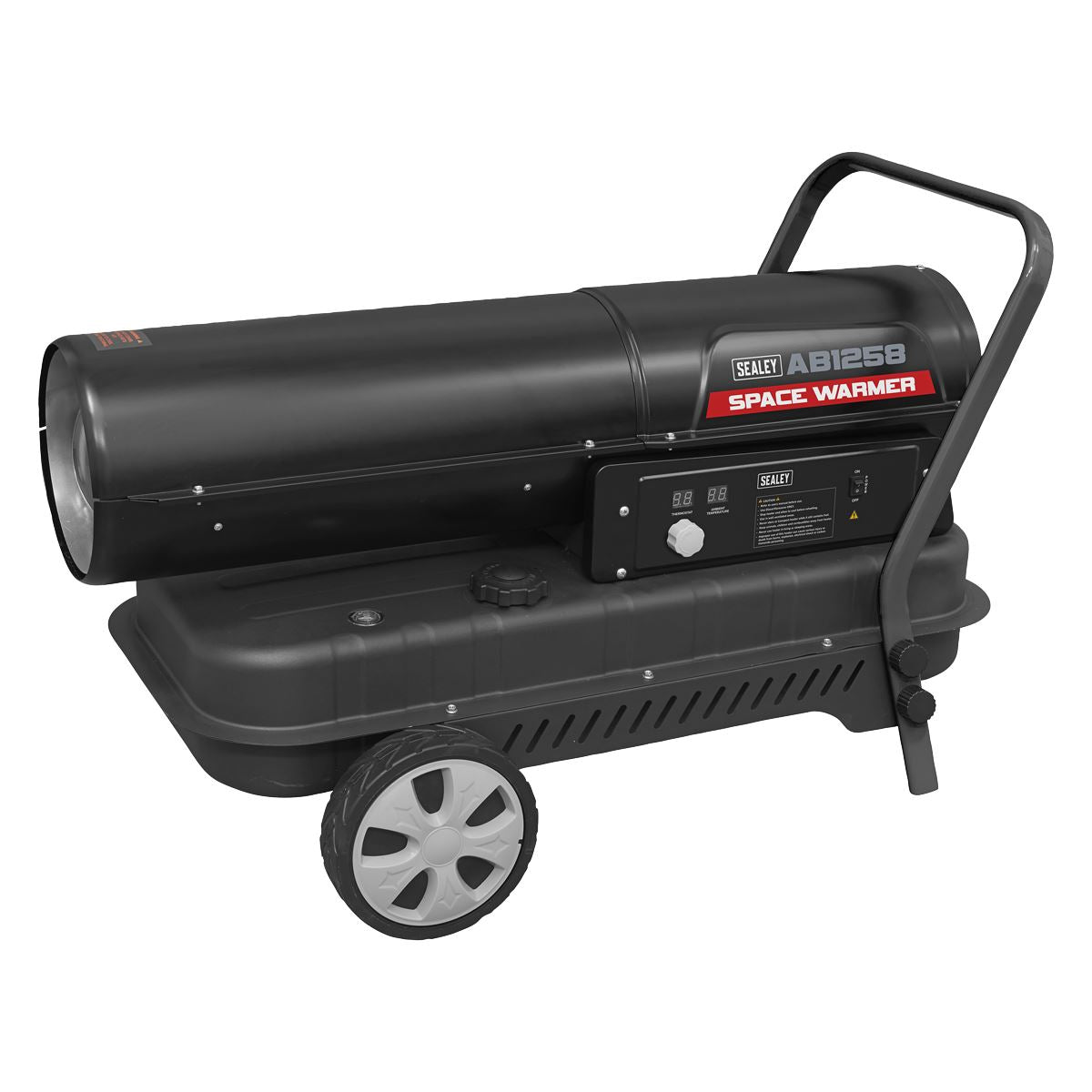 Sealey AB1258 Space Warmer Kerosene/Diesel Heater with Wheels 135,000Btu/hr | 135,000Btu/hr(40kW), 230V~50Hz, Thermostat, Wheels
