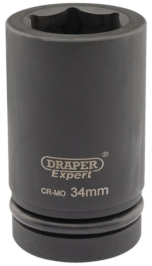 05148 Draper HI-TORQ 6 Point Deep Impact Socket, 1 Sq. Dr., 34mm 425D-MM 1 Impact Sockets Professional Trade DIY Workshop Garage Use