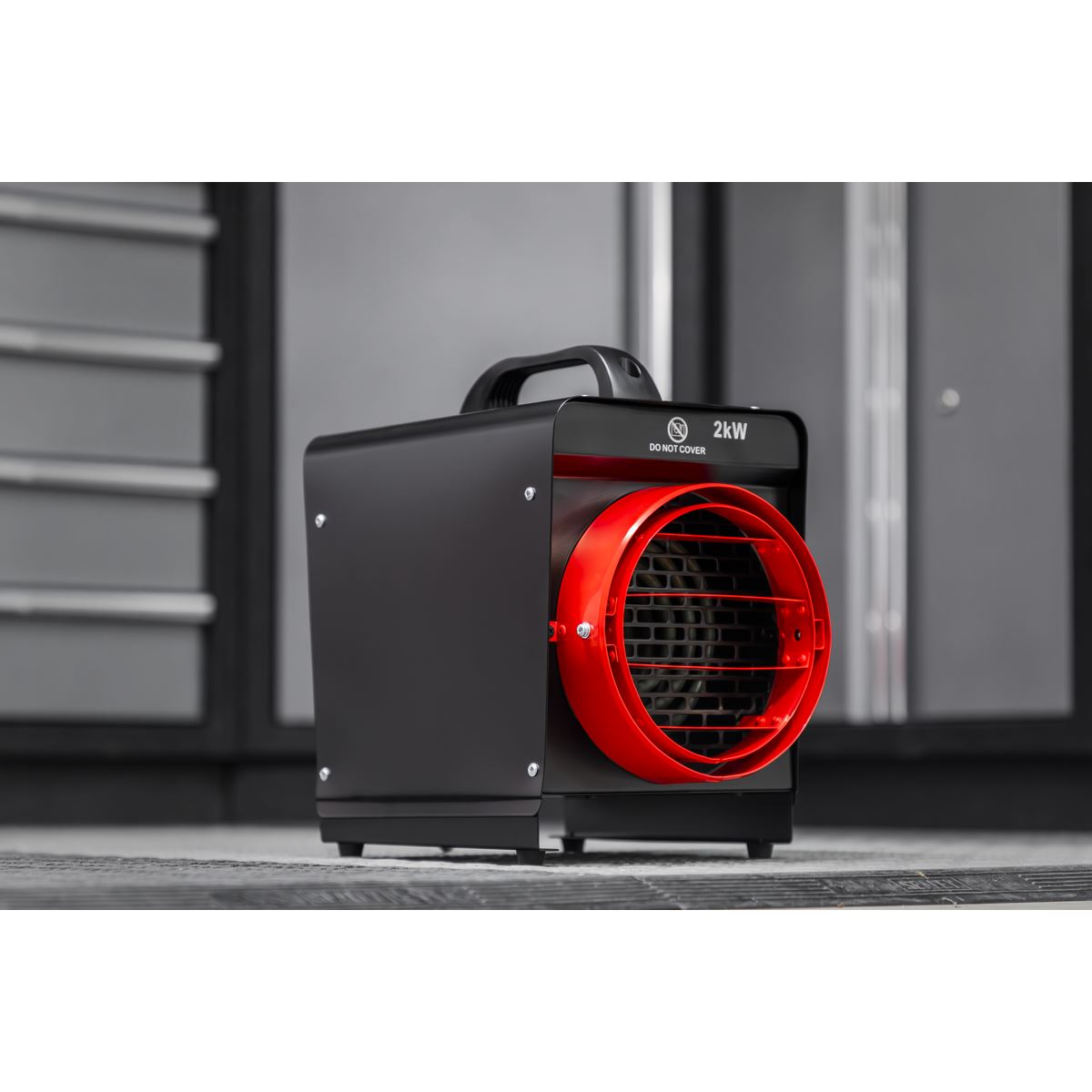Sealey DEH2001 Industrial Fan Heater with Ducting 2kW/230V | 2000W, 230V - 13A, Thermostat, Tip-Over Switch, Adjustable | Electric fan heater with