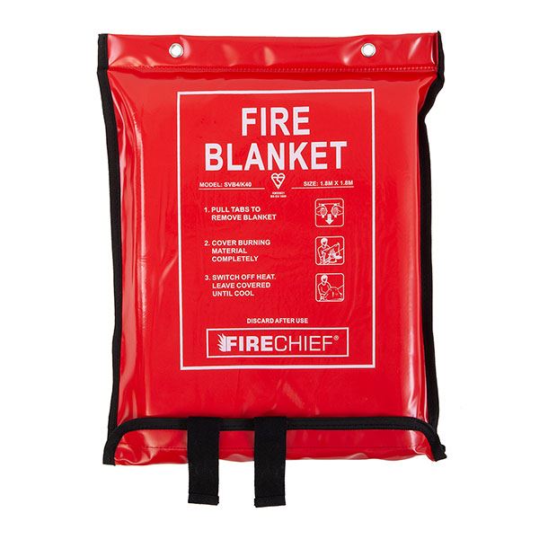 Firechief 1.8m x 1.8m Soft Case Fire Blanket K40 Woven Glass Fibre BS EN 1869 Kitemarked for Kitchens Workplaces and Catering