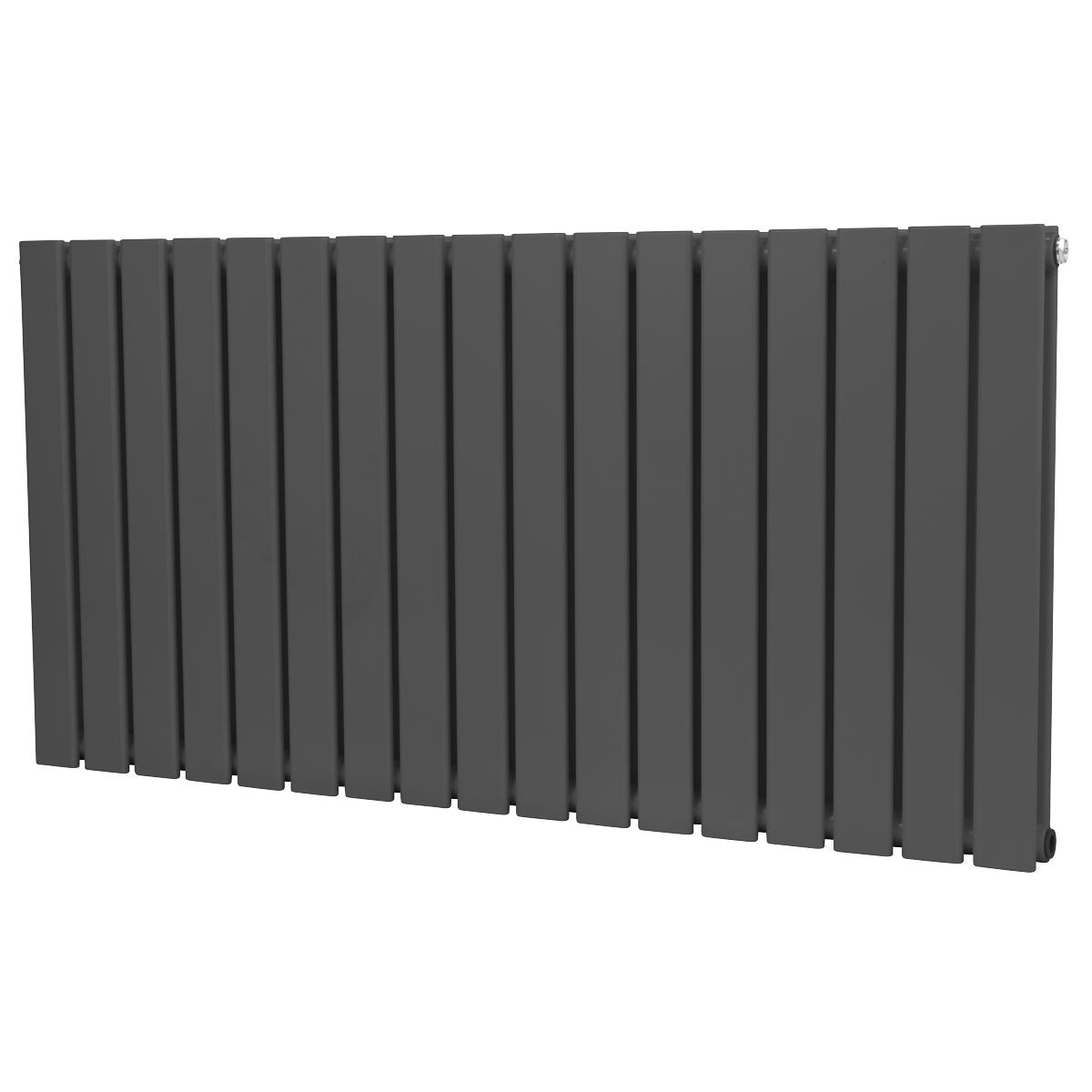 Baridi DH342 Horizontal Radiator Contemporary Double Flat Panel Design 600 x 1190mm - Anthracite | Steel | Horizontal flat panel design delivers a BTU
