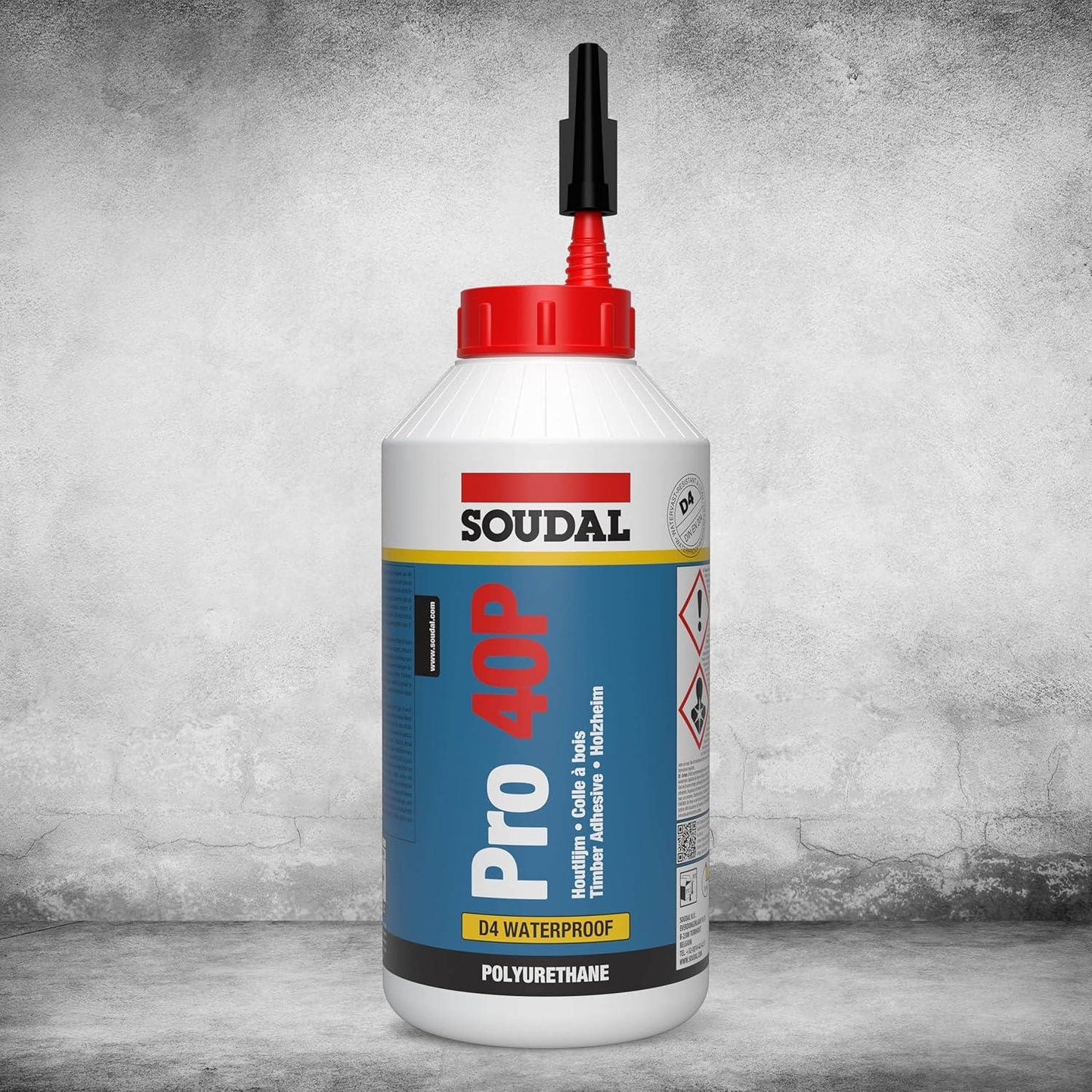 Soudal Pro 40P D2 Wood Glue 750g Professional PVA Wood Adhesive for Joinery Furniture Woodworking Interior Timber Bonding and Construction