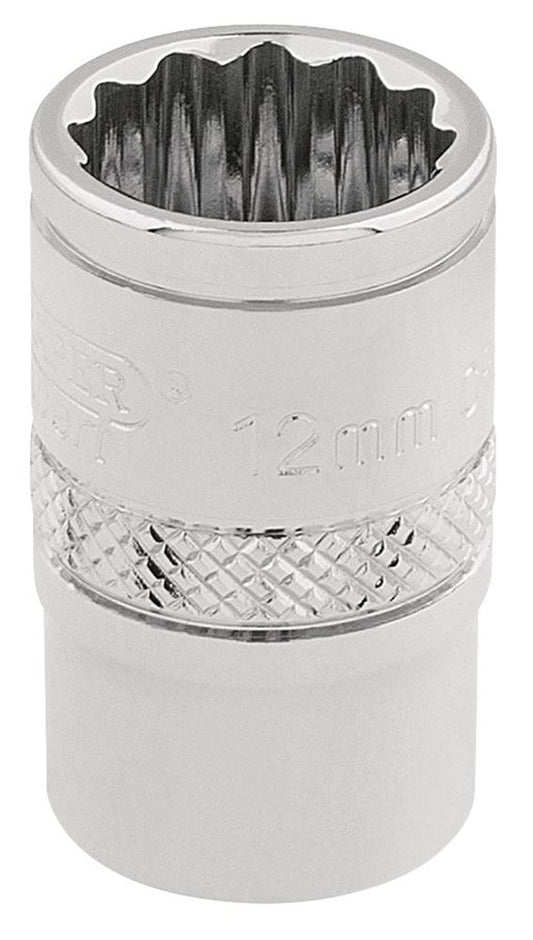 32772 Draper Expert Expert HI-TORQ 12 Point Socket, 3/8 Sq. Dr., 12mm D-MM/B 3/8 Sockets Professional Trade DIY Workshop Garage Use