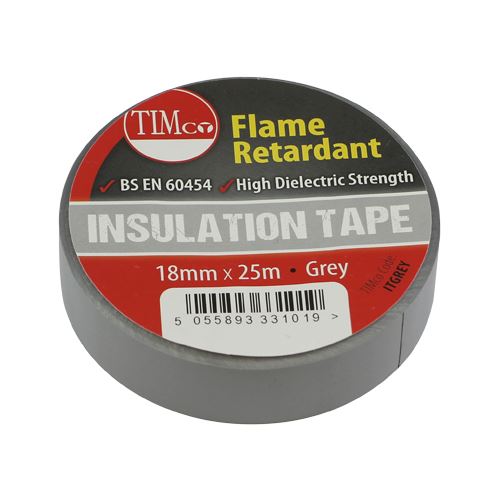 TIMCO PVC Insulation Tape Grey Grey 25m x 18mm Pack 10.0