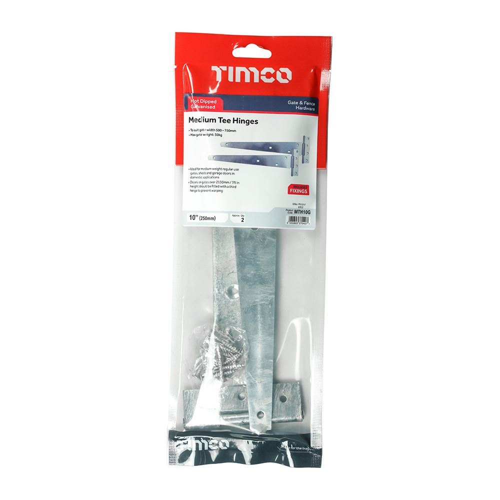 TIMCO Medium Tee Hinge Pair HDG 10" Pack 1