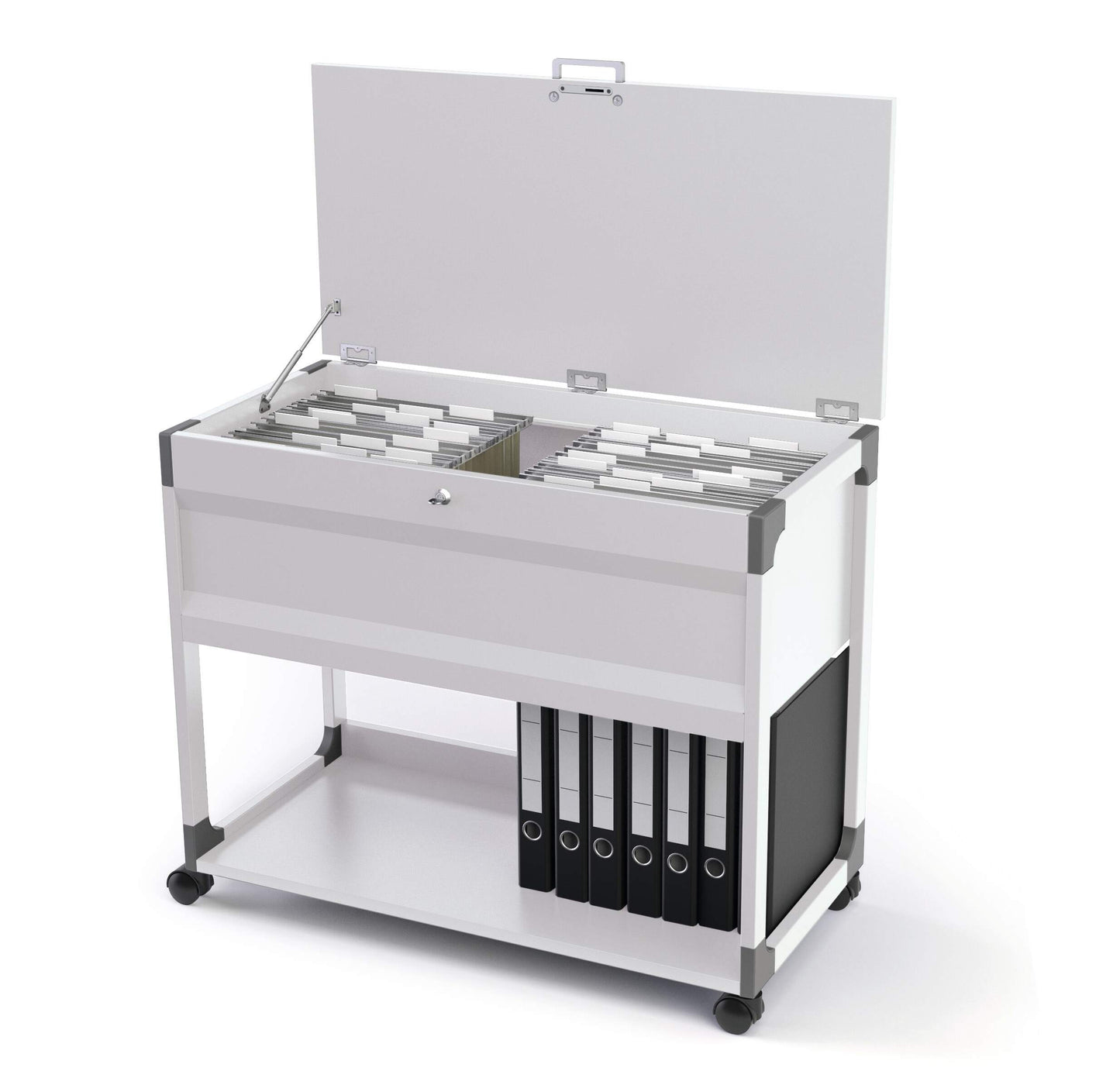 Durable Locking Lid Suspension File Trolley | for 100 A4 Folders | Grey