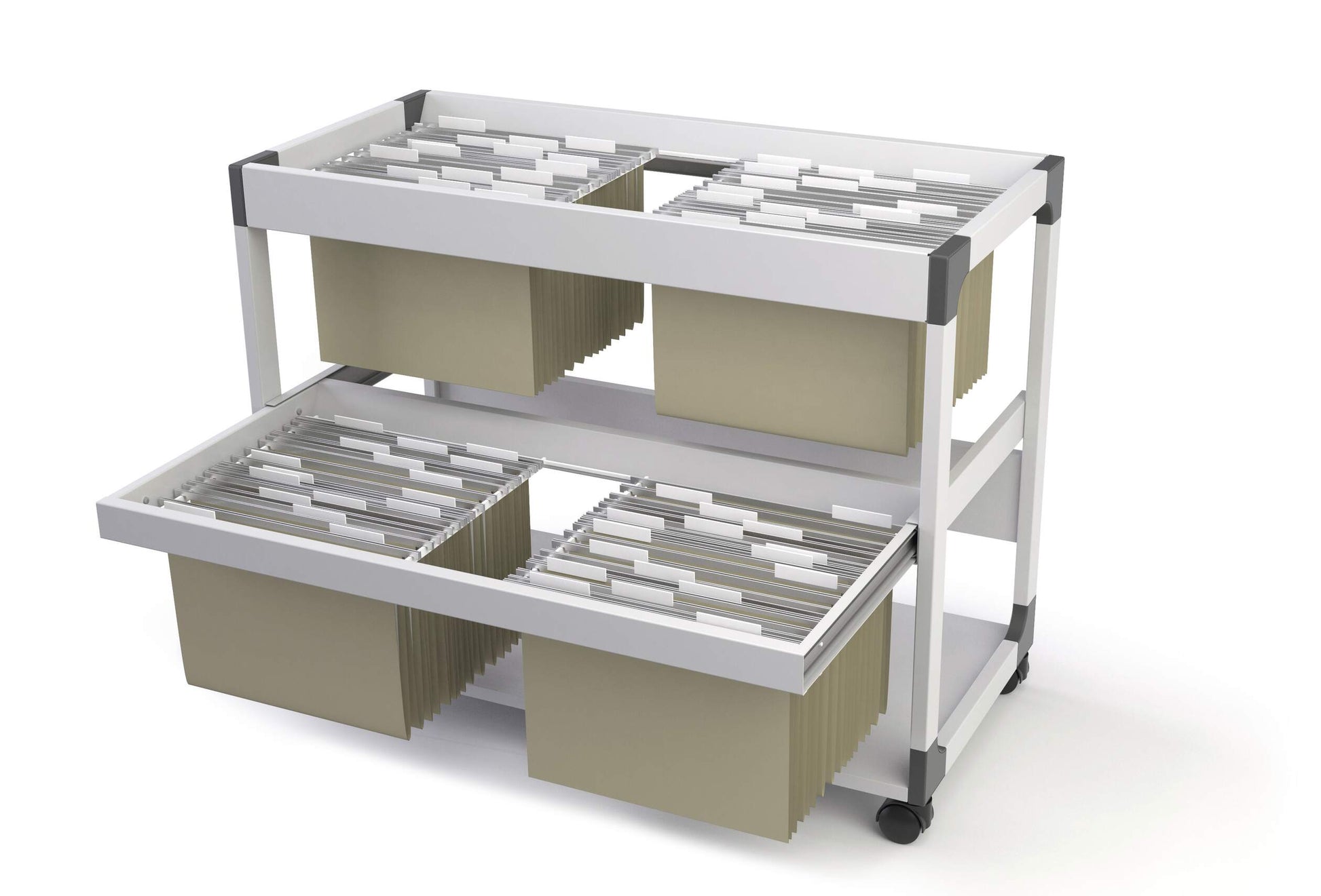 Durable 2 Level Suspension File Trolley | for 200 A4 Folders | Grey