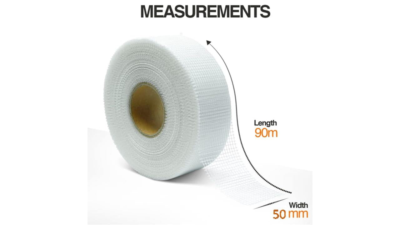 Bond It White Scrim Tape Self Adhesive Plasterboard Jointing Mesh 48mm x 90m
