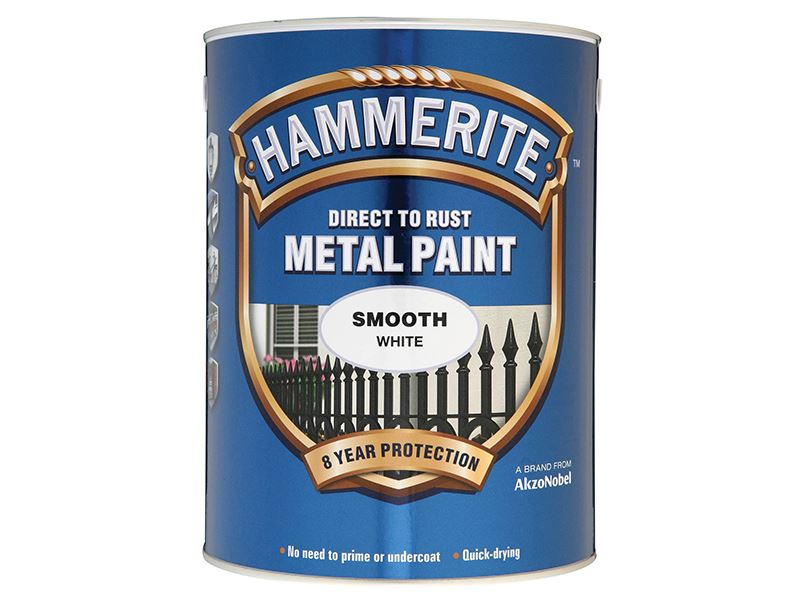 Hammerite 5084861 Direct to Rust Smooth Finish Metal Paint White 5 Litre