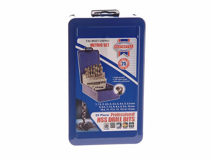 Faithfull FAIMSET25PRO HSS Drill Bit Set of 25 M2 1 - 13mm & Case |