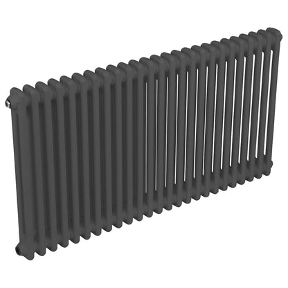 Baridi DH360 Horizontal Traditional 2 Column Radiator 600 x 1147mm - Anthracite | Steel | Horizontal traditional two column radiator delivers a BTU