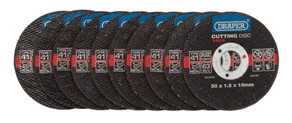 Draper CUT/DISC METAL - 50X1.5MM 94658 Metal Cutting Discs, 50 x 1.5 x 10mm (Pack of 10)