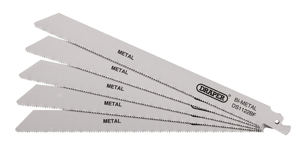 Draper RECIP SAW BLADE 5PCS - S1122BF 38594 Bi-metal Reciprocating Saw Blades, 225mm (Pack of 5)