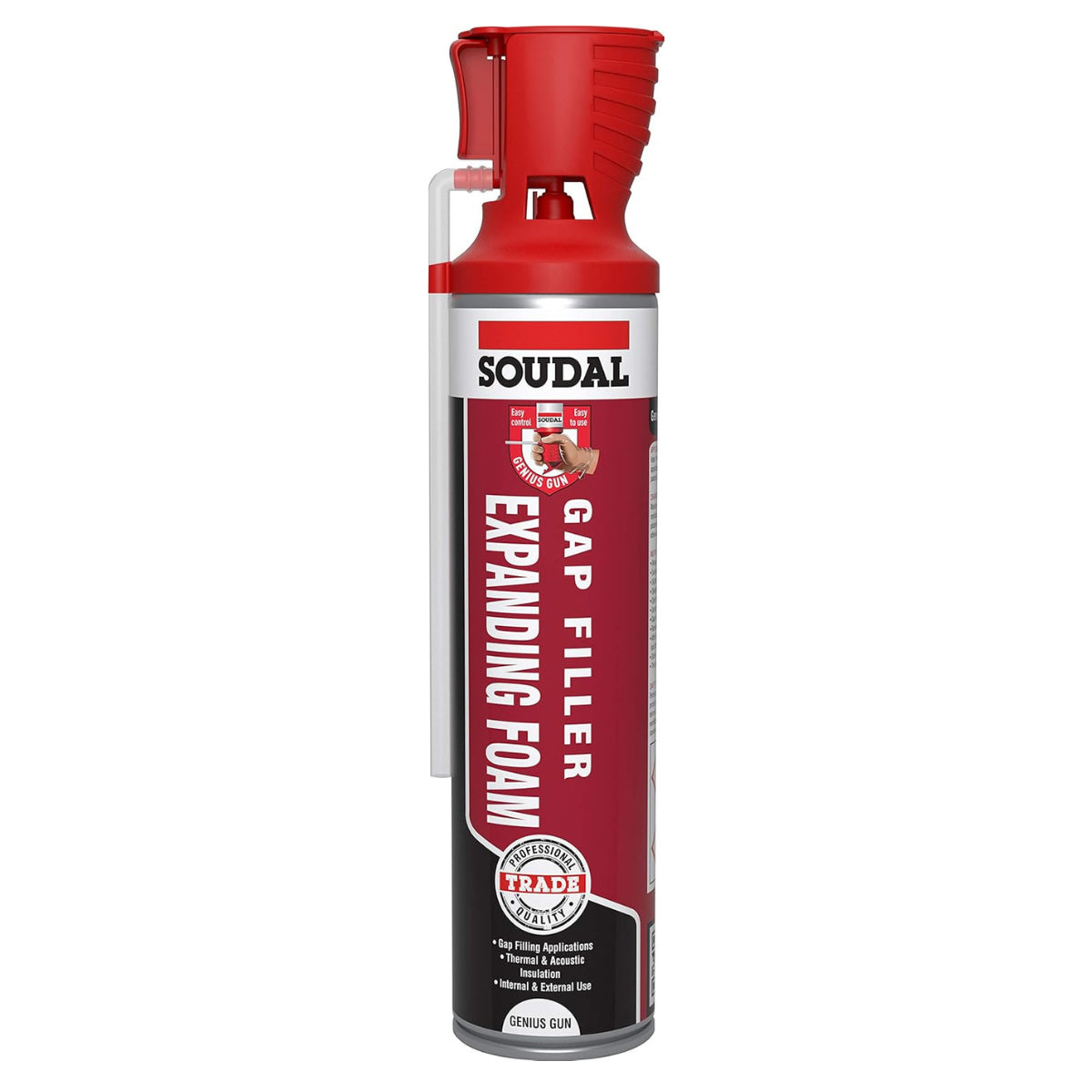Soudal PU Expanding Foam 600ml Hand Held Gap Filler Genius Gun Insulation Sealant