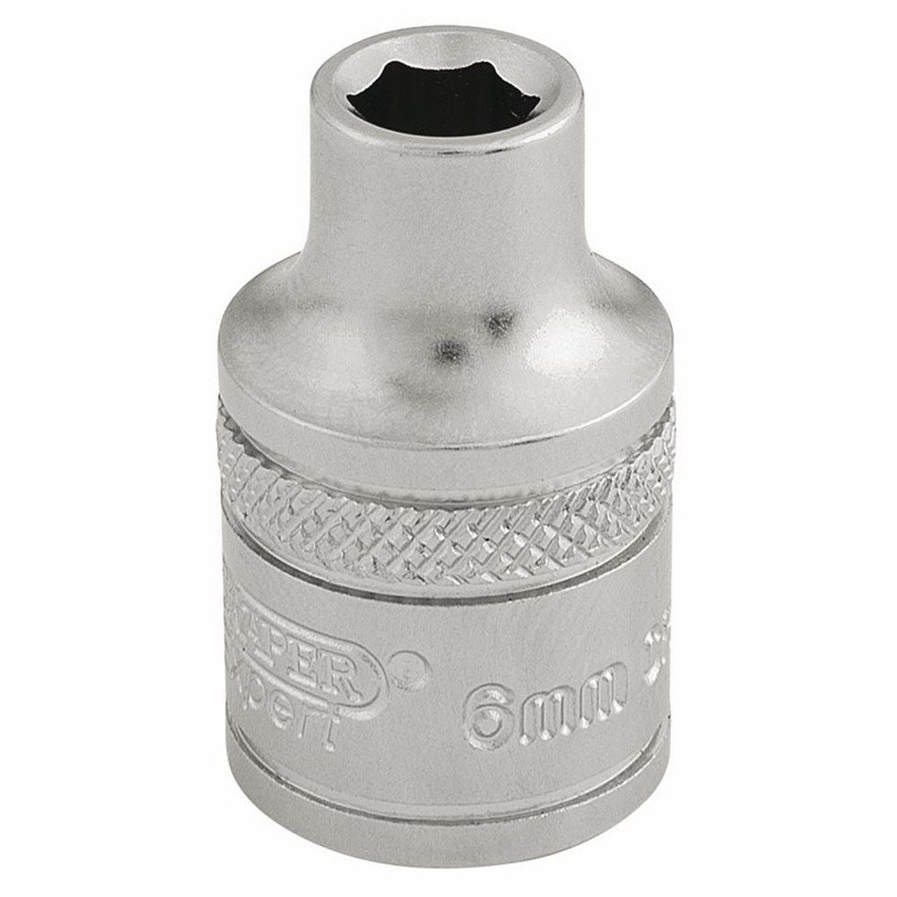 Draper 6MM 6PT SOCKET 3/8 DR-PCKD 16531 3/8" Sq. Dr. Metric Sockets (Micro Satin Chrome)