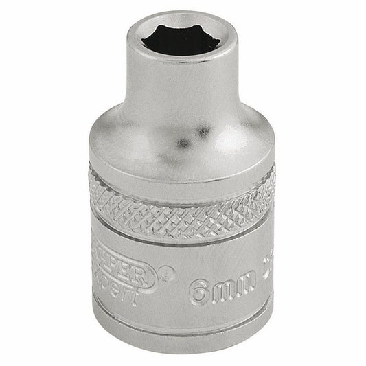 16531 Draper Expert Expert 6 Point Metric Socket, 3/8 Sq. Dr., 6mm D-MM/MS 3/8 Sockets Professional Trade DIY Workshop Garage Use