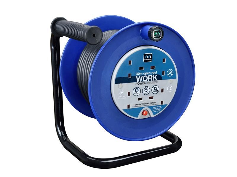 Masterplug LDCC3013/4BL-MP Heavy-Duty Cable Reel 240V 13A 4-Socket Thermal Cut-Out 30m