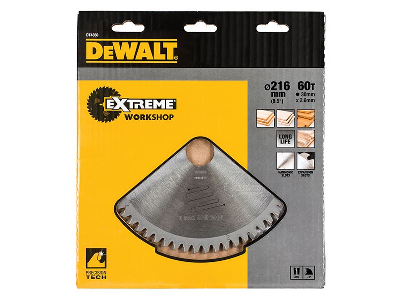 DeWalt DT4350-QZ Series 60 Circular Saw Blade 216 x 30mm x 60T ATB/Neg