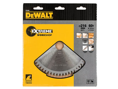 DeWalt DT4350-QZ Series 60 Circular Saw Blade 216 x 30mm x 60T ATB/Neg
