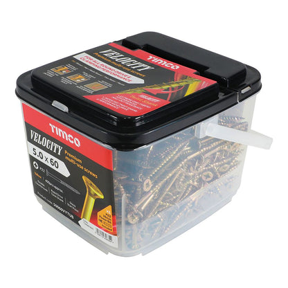 TIMCO Velocity Screw PZ2 CSK ZYP 5.0 x 60 Gold Pack 400