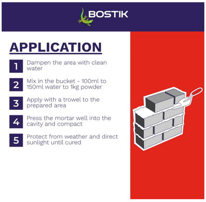 Bostik General Purpose Mortar 5kg Grey Premixed Cement Sand for Brick Block Laying Patching Pointing Masonry Repairs