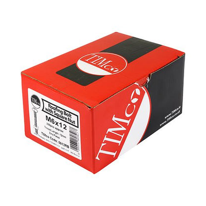 TIMCO Roofing Bolt & SQ Nut Zinc M8 x 30 Silver Pack 100