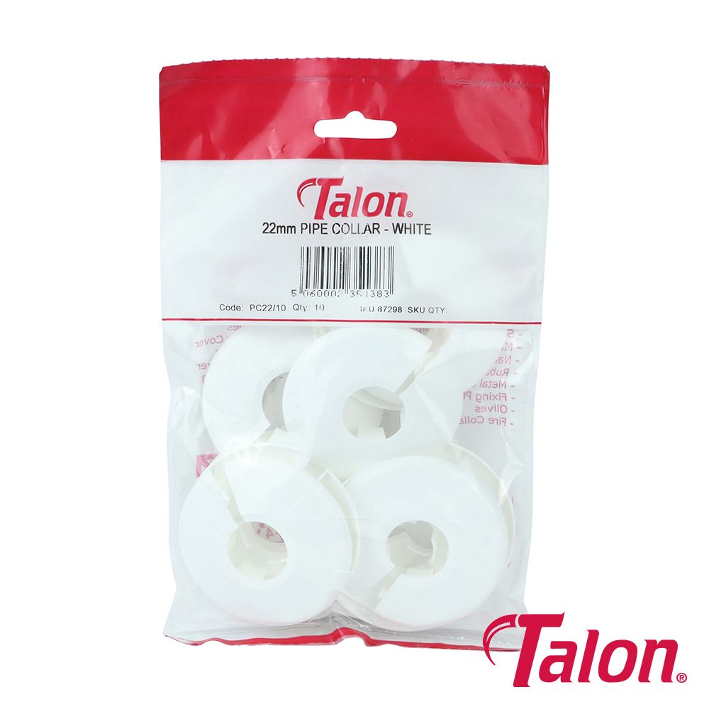 TIMCO Pipe Collar - White 22mm White Pack 10