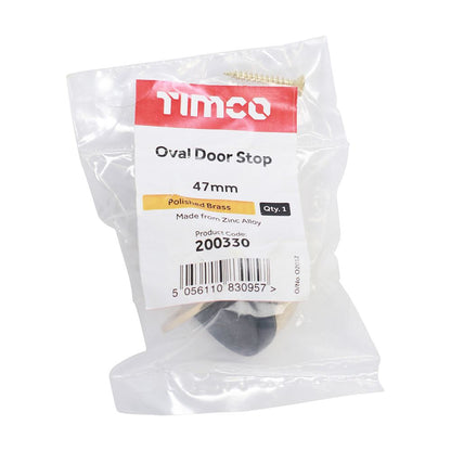 TIMCO Oval Door Stop Polished Brass 47mm Pack 1