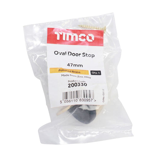 TIMCO Oval Door Stop Polished Brass 47mm Pack 1