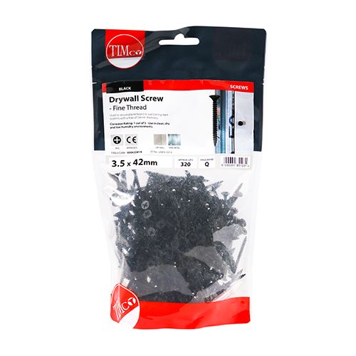 TIMCO Drywall Screw PH2 - BLK 3.5 x 42 Black Pack 320
