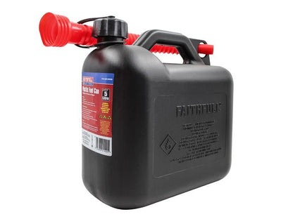 Faithfull Black HDPE Plastic Fuel Can 5L with Spout Automotive Garage Workshop Fuel Storage Transfer