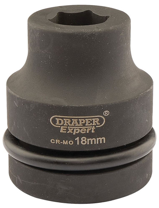 05099 Draper Expert Expert HI-TORQ 6 Point Impact Socket, 1 Sq. Dr., 18mm 425-MM 1 Impact Sockets Professional Trade DIY Workshop Garage Use