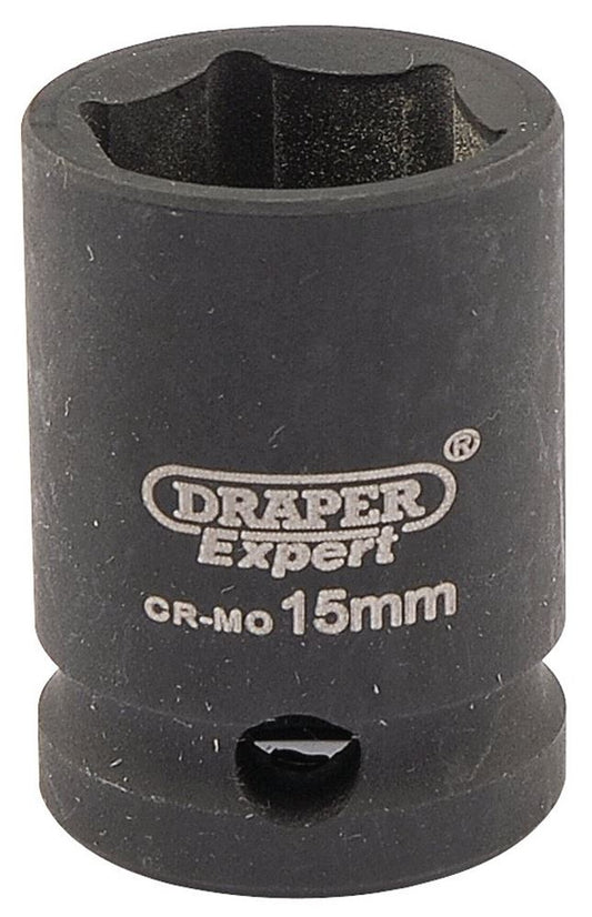 06875 Draper HI-TORQ 6 Point Impact Socket, 3/8 Sq. Dr., 15mm 409-MM 3/8 Impact Sockets Professional Trade DIY Workshop Garage Use