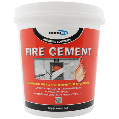 Bond It Fire Cement Buff 2kg Ready Mixed Heat Resistant Cement for Fireplaces Stoves Boilers Flues Fire Backs and High Temperature Repairs