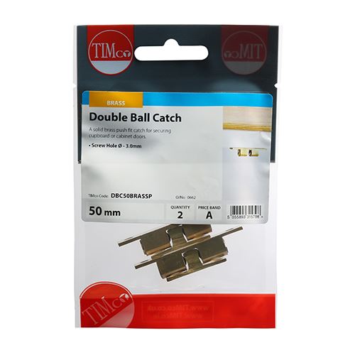 TIMCO Double Ball Catch - Brass 50mm Pack 2