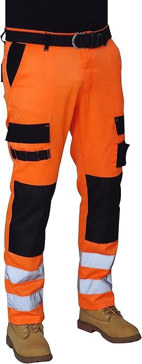 Mens Hi Viz Work Trousers Cargo Combat Army Trousers 32w  34L