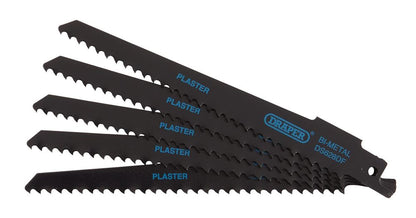 Draper RECIP SAW BLADE 5PCS - S628DF 43426 Bi-metal Reciprocating Saw Blades for Plaster Cutting, 150mm, 6tpi (Pack of 5)