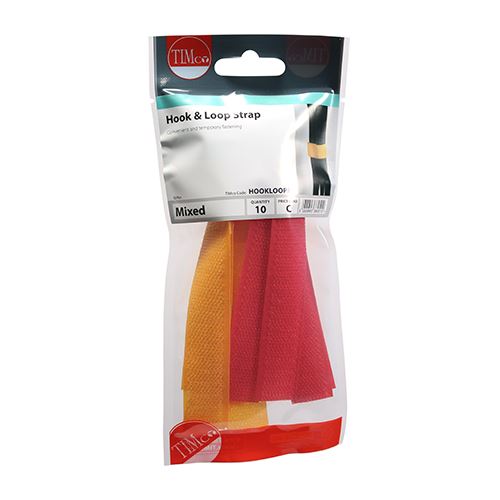 TIMCO Hook & Loop Straps Mixed Red Pack 10