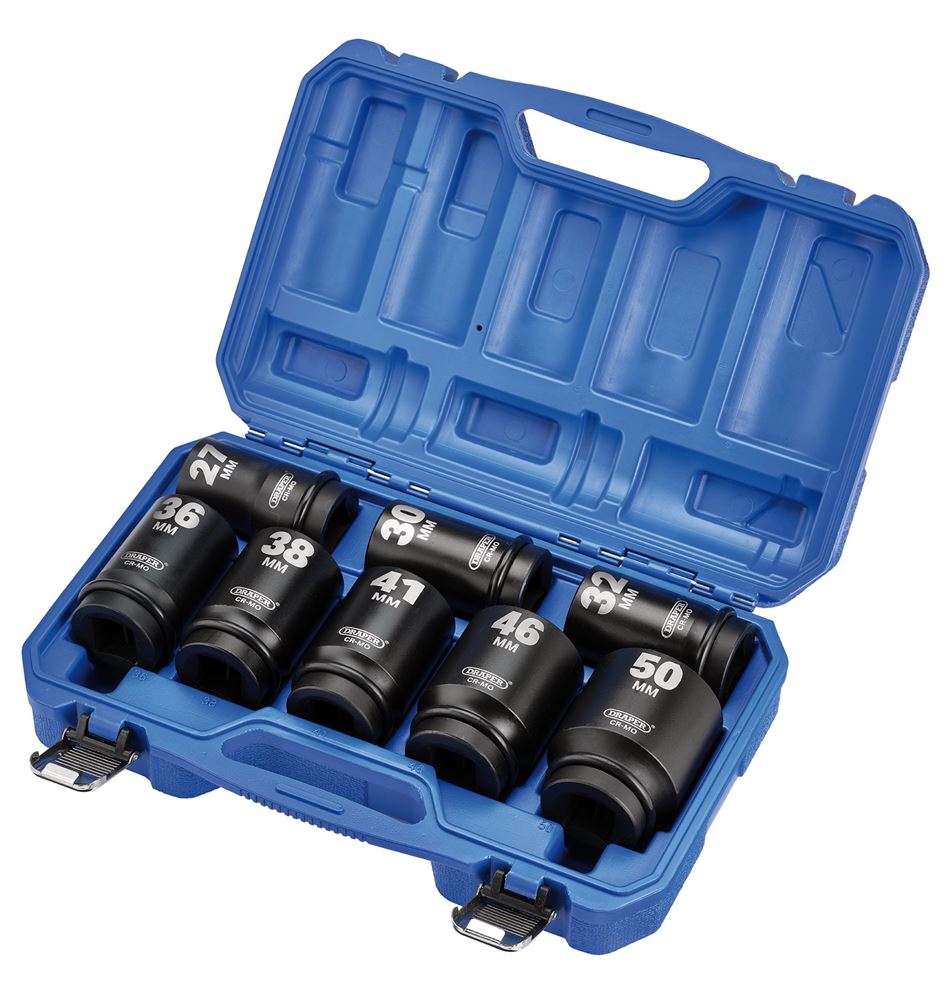 Draper 8PC 1" SQ.DR DEEP IMP SOC.SET Metric Deep Impact Socket Set, 1" Sq. Dr. (8 Piece)
