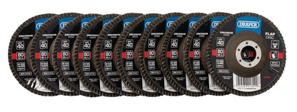 Draper 115MM FLAP DISC 40G ZR BULK 84096 Zirconium Oxide Flap Discs, 115 x 22.23mm