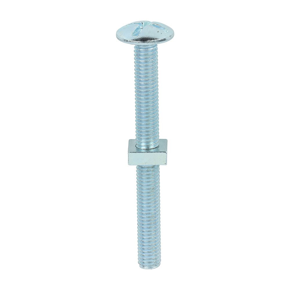 TIMCO Roofing Bolt & SQ Nut Zinc M8 x 80 Silver Pack 50