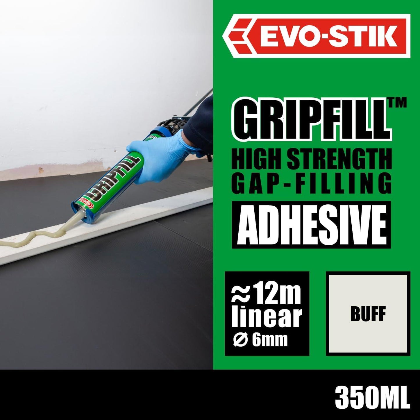 12 x EVO-STIK Gripfill 350ml High Strength Gap Filler Adhesive Cartridge