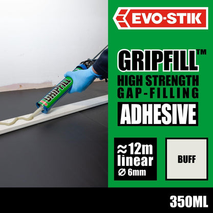 12 x EVO-STIK Gripfill 350ml High Strength Gap Filler Adhesive Cartridge