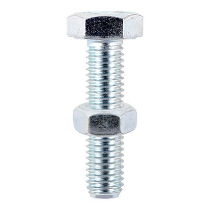 TIMCO Set Screw & Hex Nut - BZP M12 x 120 Silver Pack 2