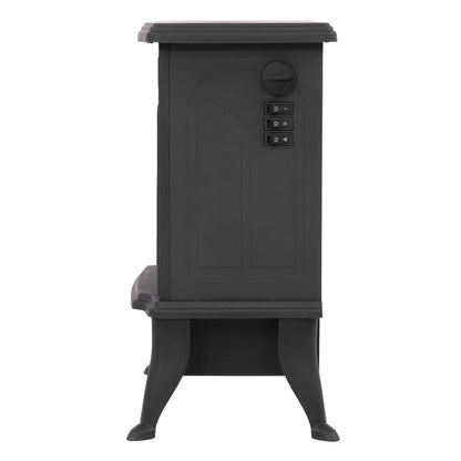 Baridi DH121 Electric Stove Heater Fireplace with LED Log Flame Effect 1800W - Black | 230V~ 50Hz, Thermostat, Tip-Over Switch, LED Flame Effect