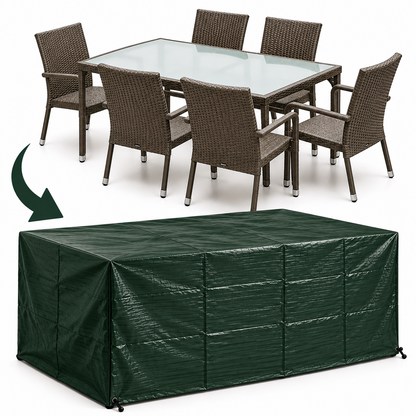 Yuzet XT 6 Seater Rectangular Garden Table Cover Green 170 x 94 x 71cm 100% Waterproof UV Resistant Outdoor Furniture Protector