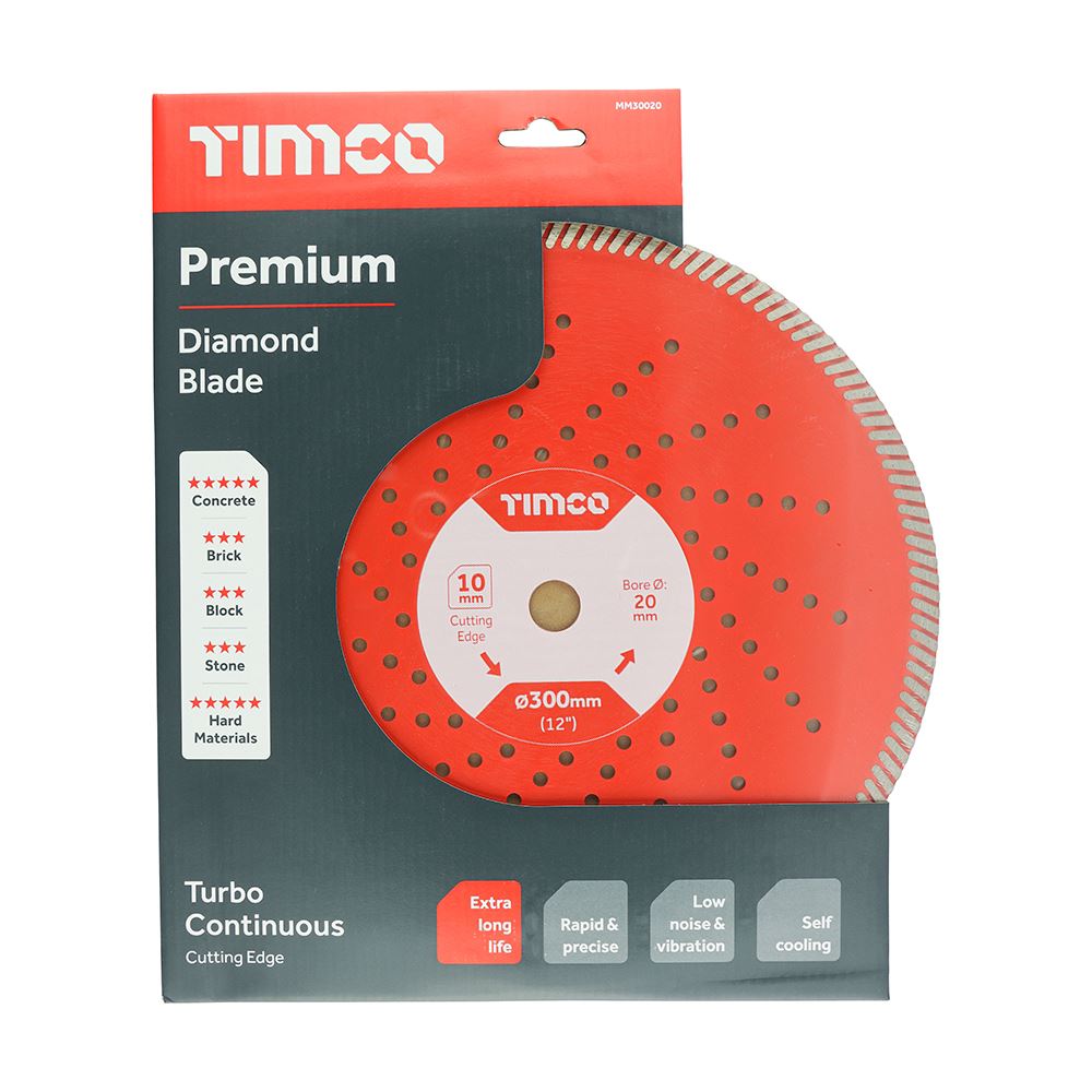 TIMCO Prem Diamond Blade Turbo Cont 300 x 20 Pack 1